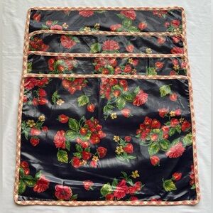 4PC April Cornell Home Collection Strawberry Oil PM Rose Floral Placemat SET